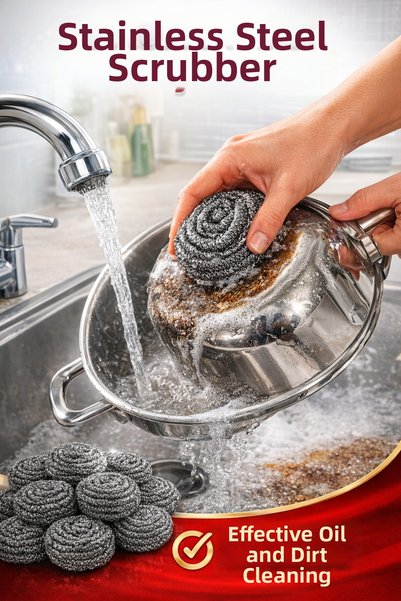 nistabolje 24 Pieces of Scrubbing Wire Dishwashing Wire Economical and Useful Toptel Scrubbing Wire
