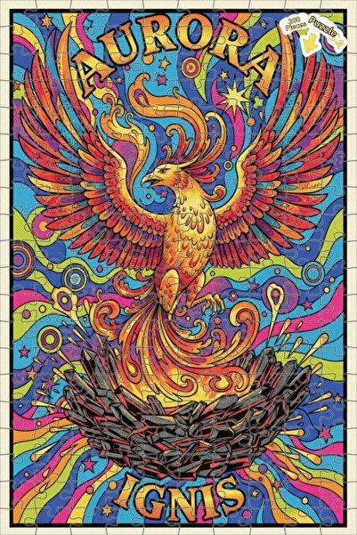 Teona Ahşap لغز خشبي بإطار مزدوج الطبقات على شكل طائر العنقاء النارية 200 قطع...