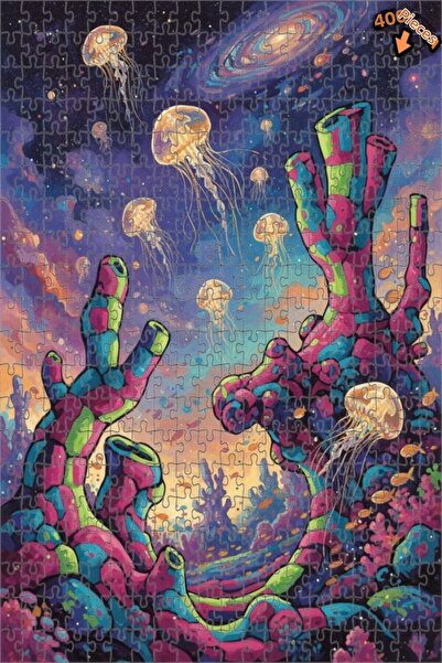 Teona Ahşap لغز خشبي مؤطر بطبقتين من فن قنديل البحر الفلكي 400 قطعة 35×35