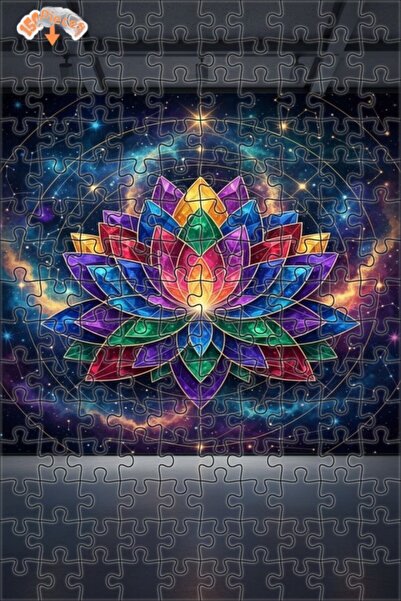 Teona Ahşap Universal Flower Pattern Double Layer Framed Wooden Puzzle 150 Pi...