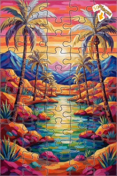 Teona Ahşap لغز خشبي مؤطر بطبقتين بتصميم مشهد فاها مع أشجار النخيل، مظهر لوحة...