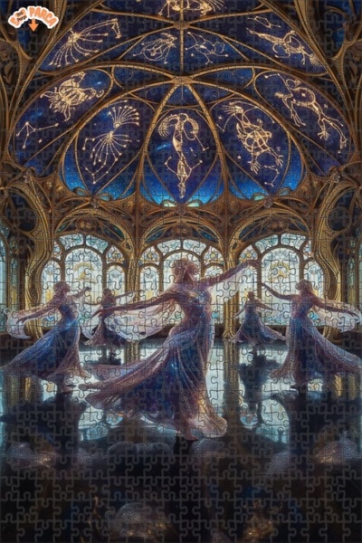 Teona Ahşap لغز خشبي بتصميم راقصين سماويين بمظهر الألوان المائية، لغز خشبي بإ...