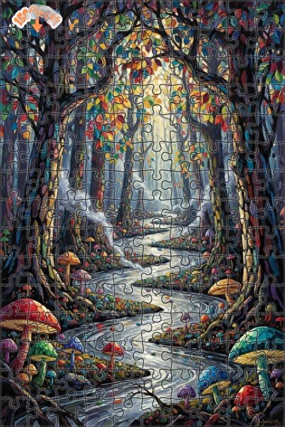 Teona Ahşap لغز خشبي فني بمظهر لوحة زيتية لجبل الغابة السحرية 150 قطعة 20×30