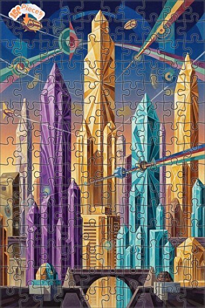 Teona Ahşap لغز خشبي بإطار مزدوج الطبقات بتصميم مدينة الكريستال المستقبلية بم...