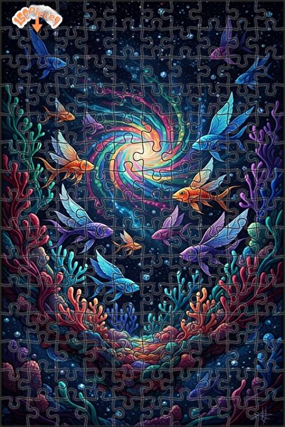 Teona Ahşap لغز خشبي بإطار مزدوج الطبقات على شكل أسماك قوس قزح 150 قطعة 20×30