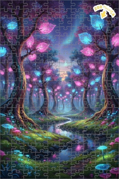 Teona Ahşap لغز خشبي بإطار مزدوج الطبقات بمظهر لوحة زيتية ساحرة للغابة، 200 ق...