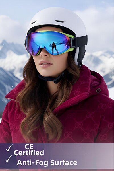 GLASWEN Ski Goggles Mirrored Rainbow Can Change Glass Antifog Glasses Snow Pr...