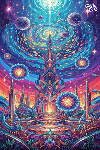 Teona Ahşap لغز خشبي بإطار ذو طابقين بمظهر لوحة زيتية لمدينة تحت الماء الفلكي...