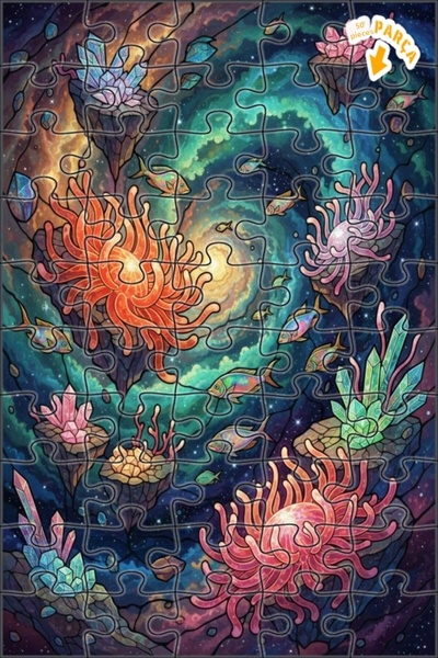 Teona Ahşap Galaxy Sea Creatures Double Layer Framed Wooden Puzzle 50 Pieces ...