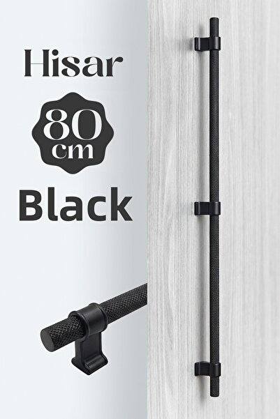 Badem10 Mâner metalic negru Hisar, 800 mm, cu model zimțat, pentru mobilier, ...