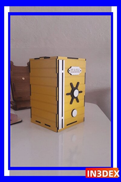 İN3DEX صندوق توفير النقود الخشبي المقطوع بالليزر