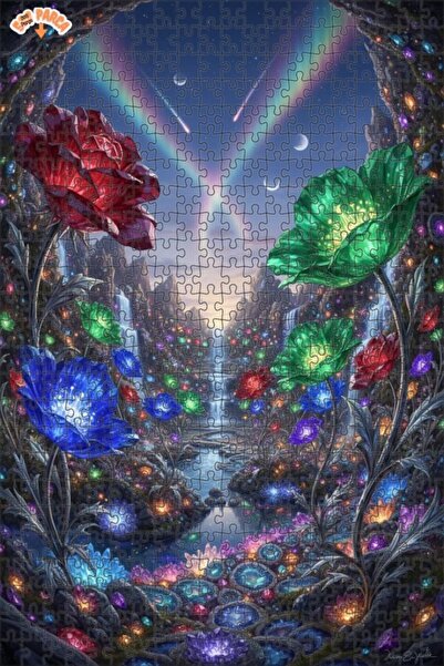 Teona Ahşap لغز خشبي بمظهر لوحة زيتية لعالم الزهور الكريستالية 500 قطعة 50×30