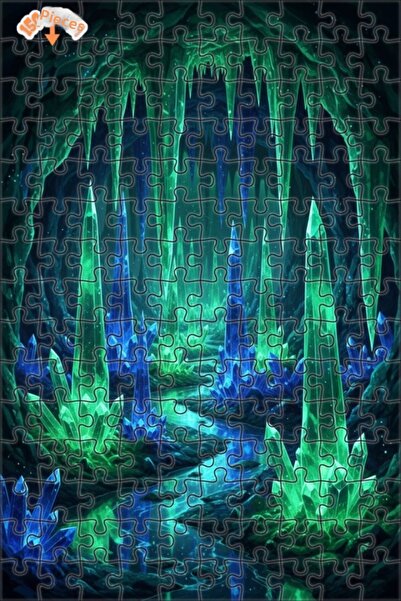 Teona Ahşap لغز خشبي بمظهر لوحة زيتية لكهف كريستالي غامض 150 قطعة 20×30