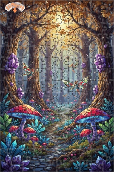 Teona Ahşap لغز خشبي بإطار مزدوج الطبقات بتصميم حكايات الغابة والكريستالات ال...