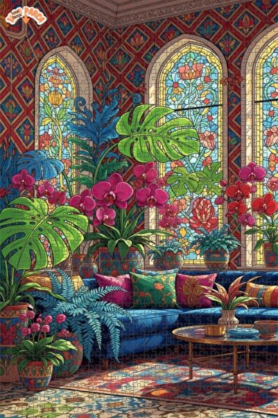 Teona Ahşap لغز خشبي مؤطر بطبقتين بمظهر حديقة الأوركيد السحرية بتأثير الألوان...