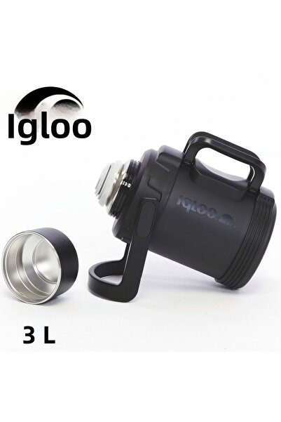 IGLOO برميل كبير 3 لتر ترمس 3 لتر زجاجة مياه سوداء