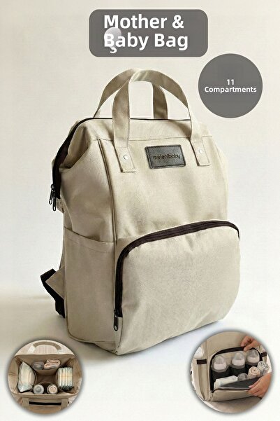 Meleni Baby حقيبة ظهر للعناية بالطفل - حقيبة ظهر مع حامل لعربة الأطفال وحجرة ...