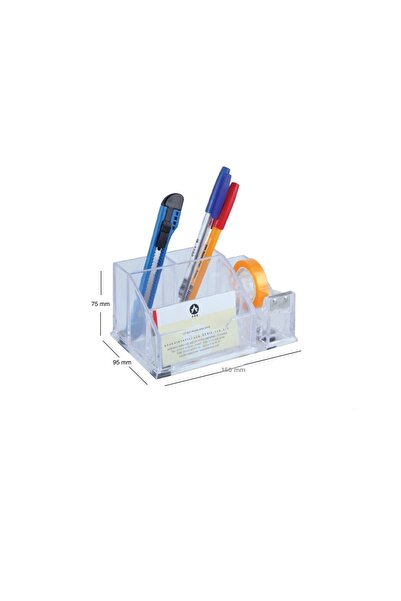 Ark منظم سطح المكتب متعدد الأغراض وحامل أقلام شفاف مع قاطع شريط