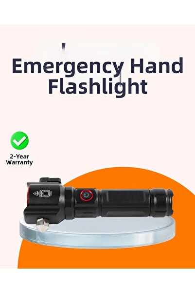 Twin Store مي للواردات ®   مصباح يدوي متعدد الوظائف للطوارئ مع ضوء جانبي ومطرقة