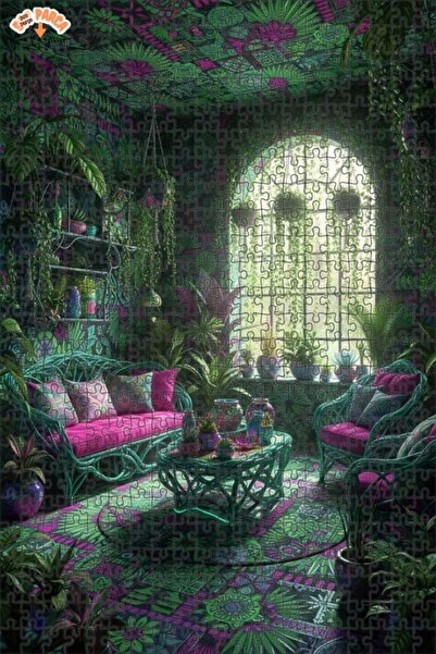 Teona Ahşap لوحة خشبية مؤطرة بطبقتين بتصميم حديقة استوائية وطباعة فنية بوهيمي...