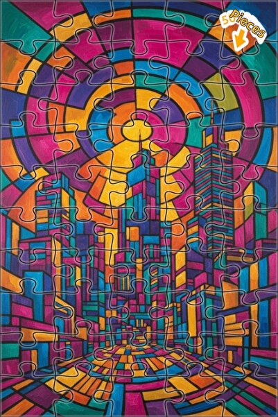 Teona Ahşap لغز خشبي بإطار ذو طابقين بمظهر لوحة زيتية لمنظر مدينة نابضة بالحي...