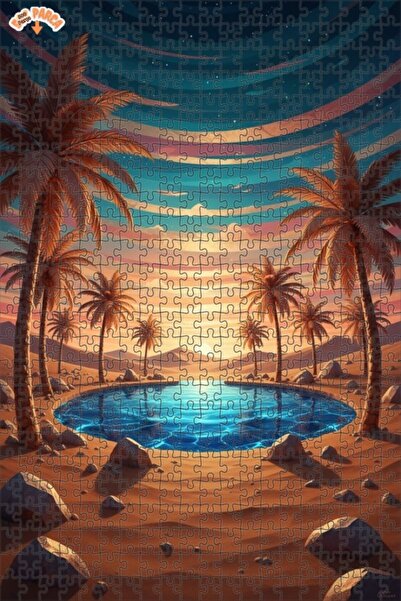 Teona Ahşap لغز خشبي مؤطر بطبقتين مع مناظر لأشجار النخيل والوادي 500 قطعة 50×30