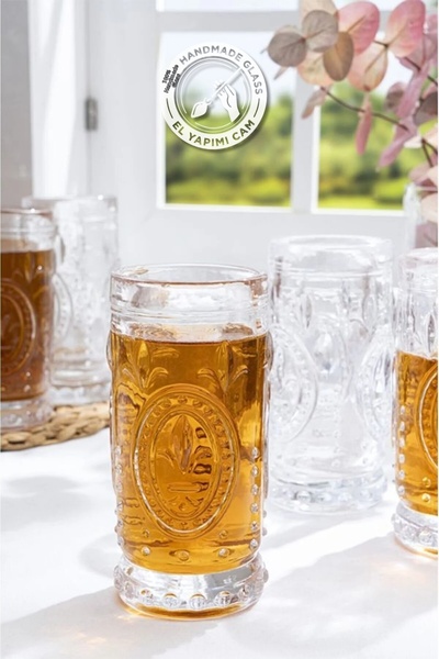 Glamis Selen Concept Fleur De Lis Model Handmade Glass Cup Set of 4