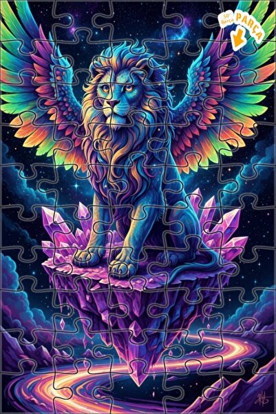 Teona Ahşap لغز خشبي على شكل أسد مجنح وجزيرة كريستالية 50 قطعة 15×25