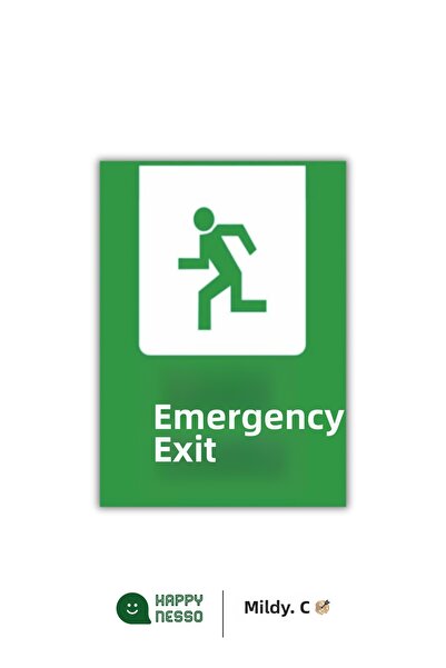 Happynesso Sign from the Warning Sign Series,'Exit Emergency' - 35X25 cm 3 mm Forex