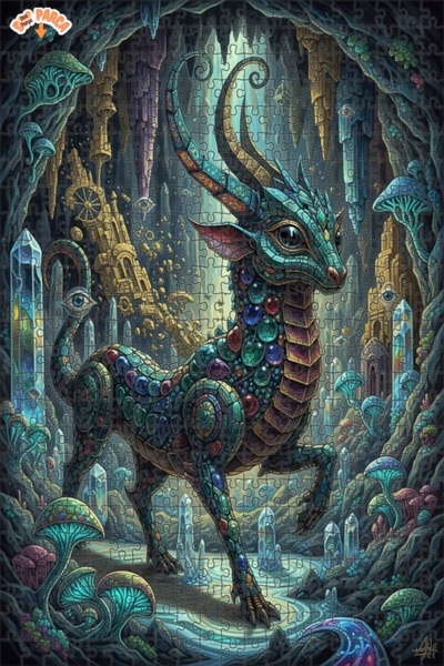 Teona Ahşap لغز خشبي مؤطر بطبقتين من فن التنين الكريستالي القديم 500 قطعة 50x30