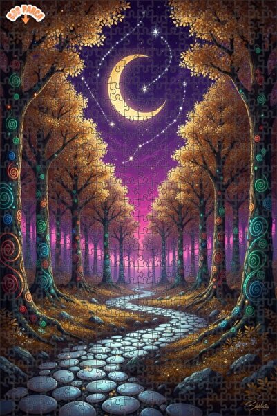 Teona Ahşap Enchanted Forest Moonlight Art Puzzle 500 Pieces 50X30