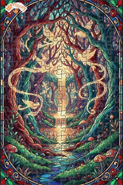 Teona Ahşap لغز خشبي مؤطر بطبقتين من شلال الغابة السحرية 150 قطعة 20x30