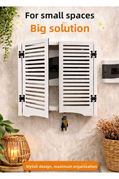 AA AHŞAP خزانة لوحة كهربائية مزخرفة مع غطاء شيشة - تُثبت على الحائط، صندوق أم...