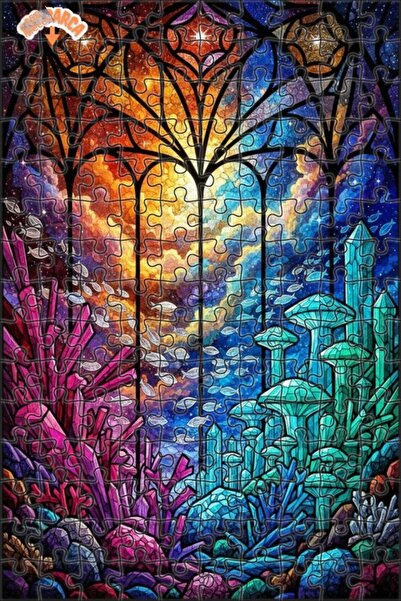 Teona Ahşap لغز خشبي بإطار مزدوج الطبقات بمظهر لوحة زيتية من كريستال أوشن دري...