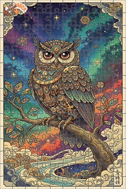 Teona Ahşap لغز خشبي بإطار مزدوج الطبقات بمظهر لوحة زيتية فنية لبومة ميكانيكي...