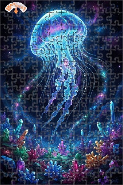 Teona Ahşap Galactic Crystal Jellyfish Art Wooden Puzzle 150 Pieces 20X30