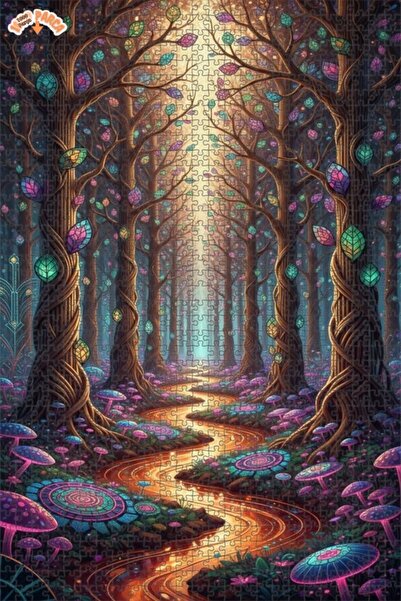 Teona Ahşap لغز خشبي مؤطر بطبقتين من ماركة ماجيكال فورست ريفر 1000 قطعة 70x50