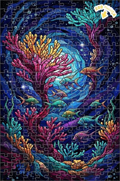 Teona Ahşap لغز خشبي ملون بإطار مزدوج الطبقات على شكل سمكة مرجانية 200 قطعة 2...