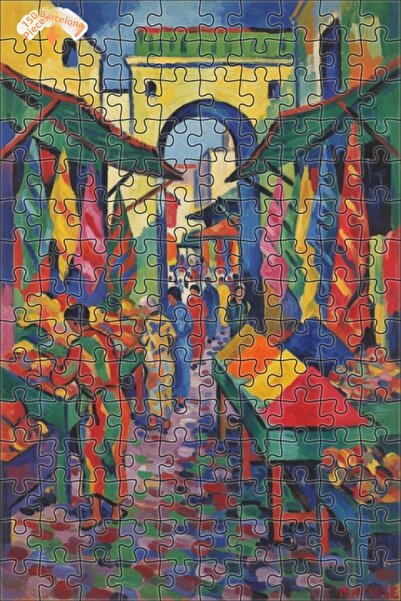 Teona Ahşap Colorful Market Landscape Oil Painting Look Modern Double-Decker ...