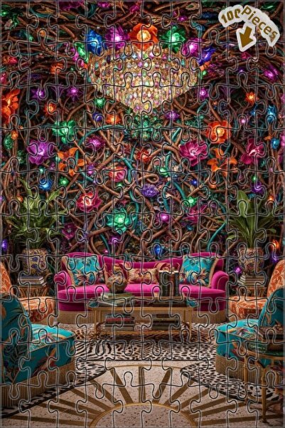 Teona Ahşap لغز خشبي مؤطر بطبقتين بمظهر لوحة زيتية لزهور الغابة السحرية 100 ق...