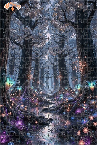 Teona Ahşap لوحة زيتية لغابة سحرية مع زهور متوهجة، لغز خشبي بإطار مزدوج الطبق...