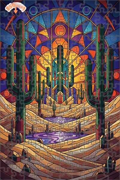 Teona Ahşap لغز خشبي بإطار مزدوج الطبقات من فن الموزاييك الزجاجي الصحراوي 150...