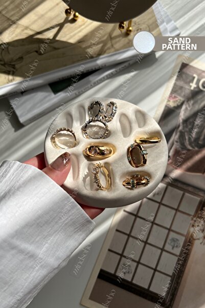 Mios Home Varnished (Waxed) Decorative Jewelry Plate, Ring Holder, Earring Ho...