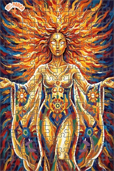 Teona Ahşap Dance of the Sun Oil Painting Look Modern Art Double Layer Framed...