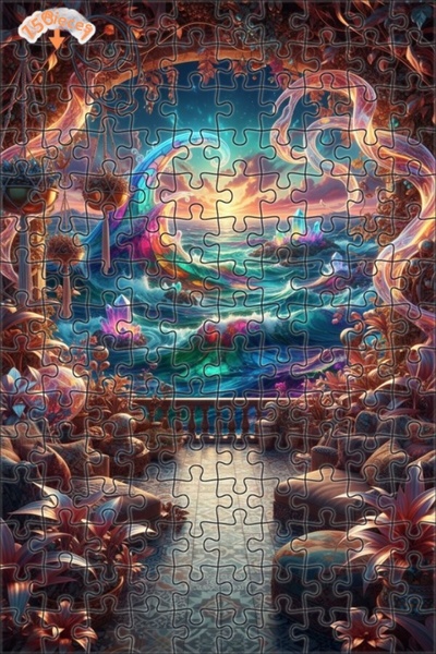 Teona Ahşap Dream World Crystal Waves Double Layer Framed Wooden Puzzle 150 P...