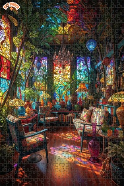 Teona Ahşap Bohemian Garden of Magical Colors Oil Painting Double-Deck Framed...