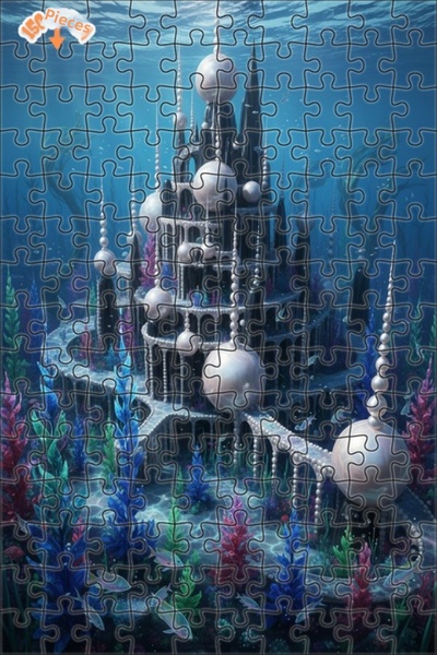 Teona Ahşap Atlantis Sunken City Oil Painting-Like Art Double-Decker Framed W...