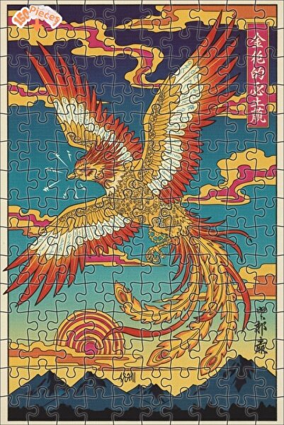 Teona Ahşap Mystical Mechanical Phoenix Oil Painting Look Double Layer Framed...