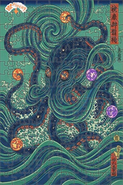 Teona Ahşap Perfect Sea Monster Oil Painting Look Wooden Puzzle 150 Pieces 20X30