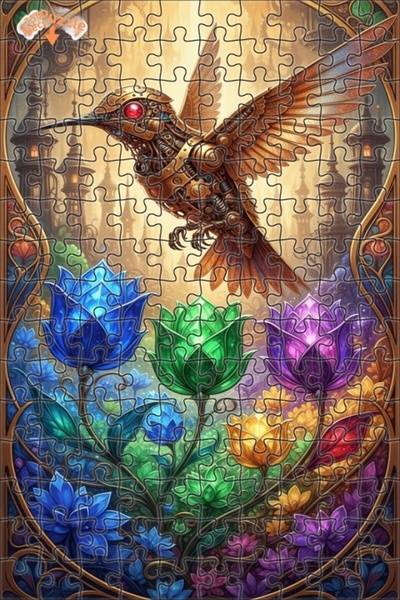 Teona Ahşap لغز خشبي ميكانيكي بالبخار على شكل طائر الطنان والزهور البلورية بإ...